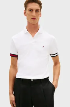 Мужское белое поло CUFF LIQUID Белый M Tommy Hilfiger MW0MW42743