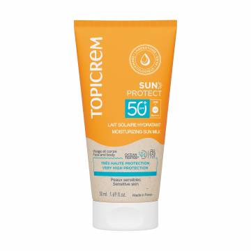Увлажняющее солнцезащитное молочко для тела Topicrem Sun Protect Moisturuzung Sun Milk, SPF 50+, 50 мл Увлажняющее солнцезащитное молочко для тела Topicrem Sun Protect Moisturuzung Sun Milk, SPF 50+, 50 мл
