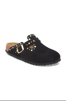 Замшевые шлепанцы Birkenstock Boston Rivet