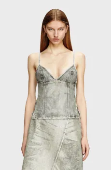 Женский серый джинсовый топ DE-FULSY-S TOP Серый L Diesel A16847 09L79