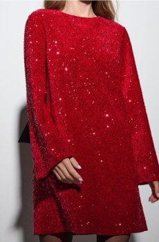 Міні-сукня з паєтками - буряковий