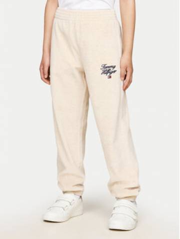 Tommy Hilfiger Спортивні штани Script Velour KG0KG08221 Бежевий Regular Fit Tommy Hilfiger Спортивні штани Script Velour KG0KG08221 Бежевий Regular Fit