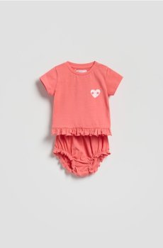 Reserved - Бавовняний комплект - кораловий - 713IM-32X