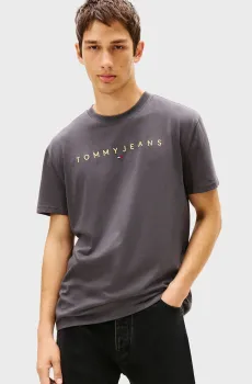 Мужская серая футболка REG LINEAR LOGO Серый XL Tommy Jeans DM0DM20744