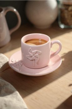 Чашка з блюдцем - пастельний рожевий