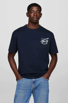 Мужская темно-синяя футболка TJM REG SPRAY TEE SS EXT Синий S Tommy Jeans DM0DM20594
