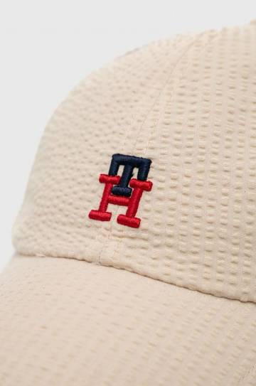 Кепка Tommy Hilfiger цвет бежевый с аппликацией Кепка Tommy Hilfiger цвет бежевый с аппликацией