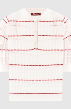 Белый топ MSTGALLO из шелка и шерсти с воротником-поло