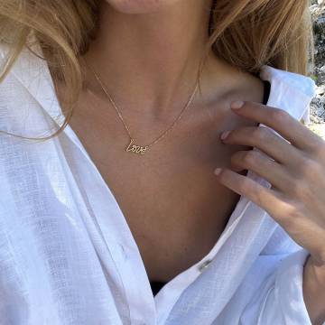 Колье "Love" в желтом золоте кол02267 Колье "Love" в желтом золоте кол02267