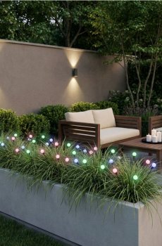 Садовий сонячний LED ліхтар для встановлення в ґрунт - різнобарвний