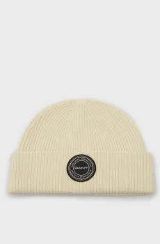 Мужская белая шерстяная  шапка WOOL KNITTED BEANIE Белый ONESIZE Gant 9911036