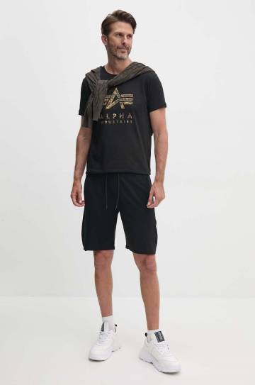 Хлопковая футболка Alpha Industries мужская цвет чёрный с принтом 146506 Хлопковая футболка Alpha Industries мужская цвет чёрный с принтом 146506