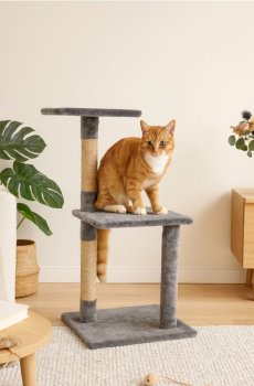 Когтеточка для кота з лежаком - сірий