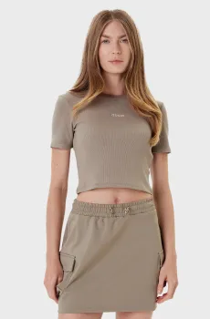 Женская бежевая футболка Бежевый L Guess V5YP08.K8RT2;A920