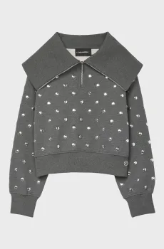 Женская серая спортивная кофта stud detail Серый L Karl Lagerfeld B3W20032