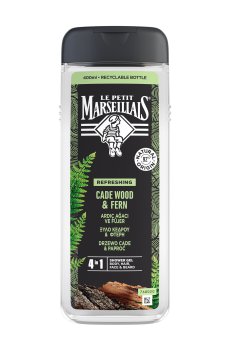 Мужской гель для душа 4 в 1 Le Petit Marseillais Body, Hair, Face & Beard Shower Gel Можжевельник и экстракт папоротника, 400 мл