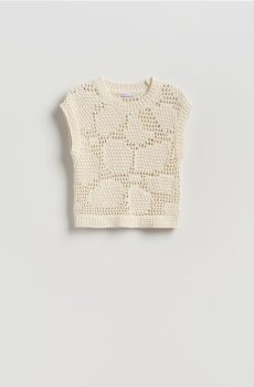 Reserved - Ажурний жилет - нюдовий - 152JA-02X