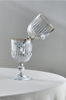 Набір ребристих склянок із золотим краєм 4 pack - clear