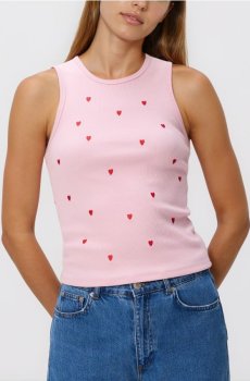 Reserved - Бавовняний топ з вишивкою - пастельний рожевий - 478GA-03X