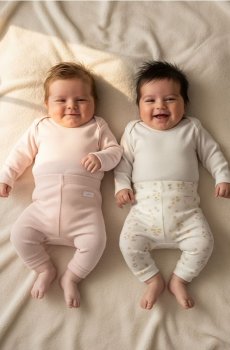 Набір з 2 бавовняних легінсів - кремовий