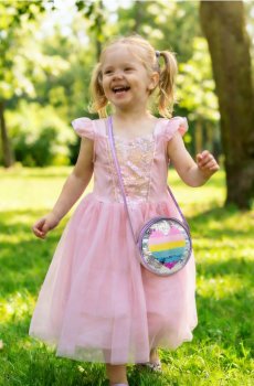 Кругла сумка на плече з паєтками - пурпуровий