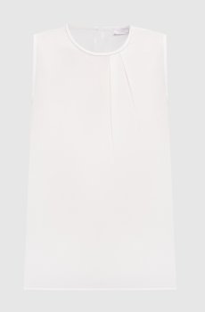 Белый топ из шелка с цепочкой мониль