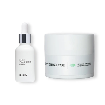 Гіалуронова сироватка Smart Hyaluronic + Крем для сухої та чутливої шкіри Avocado & Squalane Гіалуронова сироватка Smart Hyaluronic + Крем для сухої та чутливої шкіри Avocado & Squalane