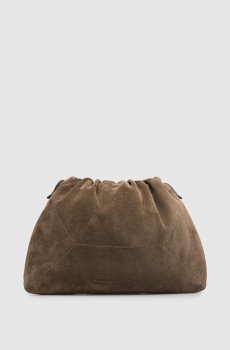 Коричневая замшевая сумка-кисет BC Duo с логотипом