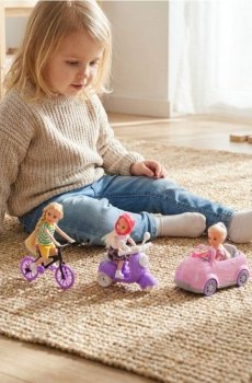 Набір ляльок із транспортними засобами, 6 шт. - рожева зоря