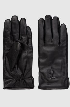 Черные кожаные перчатки с эмблемой