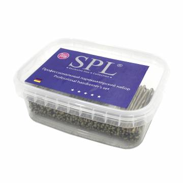 Набор невидимок для волос SPL фрезерованные, с одним шариком, золотые, 5 см, 250 шт (50913) Набор невидимок для волос SPL фрезерованные, с одним шариком, золотые, 5 см, 250 шт (50913)