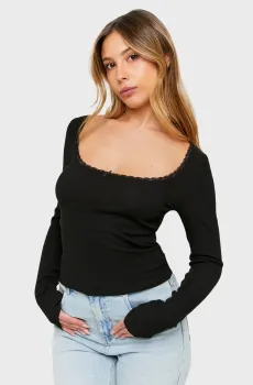 Женский черный лонгслив Черный S Tally Weijl STSPESICILY