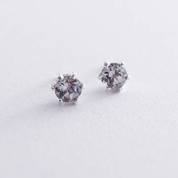 Серебряные серьги-пусеты с синтетическим топазом 122078 Серебряные серьги-пусеты с синтетическим топазом 122078
