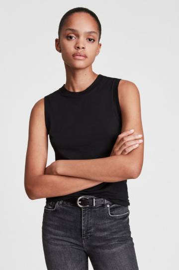 Хлопковый топ AllSaints цвет чёрный Хлопковый топ AllSaints цвет чёрный