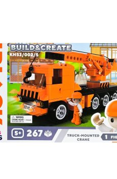 Игрушка-конструктор iBlock Build & Create Подъемный кран, в коробке, от 5 лет, 32*21*5.5 см, 267 деталей, 1 фигурка (KH53/002/5)