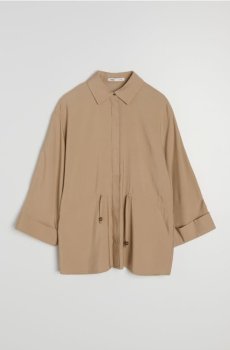Віскозна сорочка з еластичною талією - бежевий