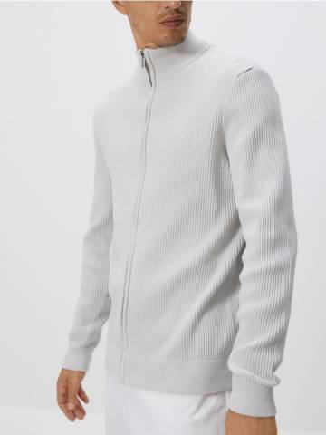 Reserved - Джемпер на блискавці з коміром-стійкою - світло-сірий - 039FR-09X