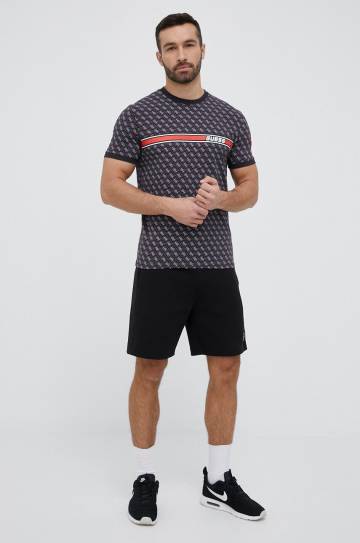 Футболка Guess мужской цвет чёрный узорный Футболка Guess мужской цвет чёрный узорный