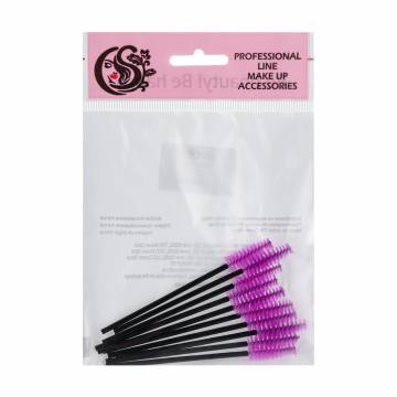 Набор щеточек для бровей и ресниц Cosmo Shop черная ручка, фиолетовый, 10 шт (CS25V)