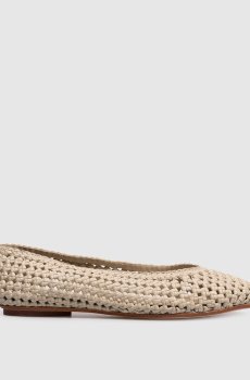Кожаные плетеные балетки цвета хаки