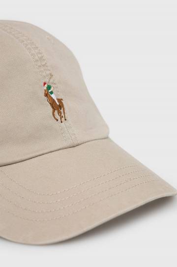 Кепка Polo Ralph Lauren цвет бежевый с аппликацией Кепка Polo Ralph Lauren цвет бежевый с аппликацией