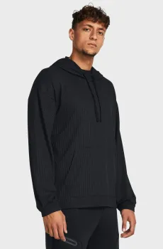 Мужское черное худи UA Rival Waffle Hoodie Черный M Under Armour 1383108-001