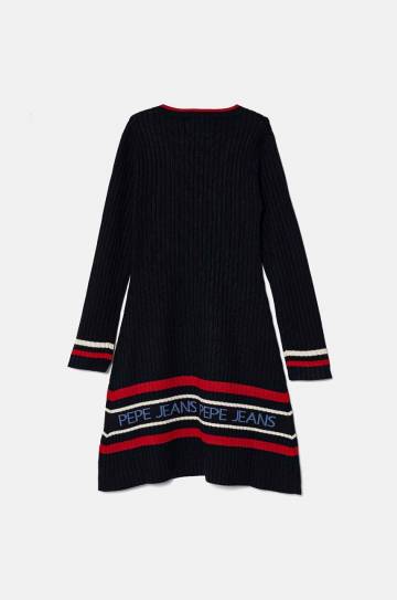 Детское платье Pepe Jeans WANDA цвет синий mini расклешённое PG951680 Детское платье Pepe Jeans WANDA цвет синий mini расклешённое PG951680