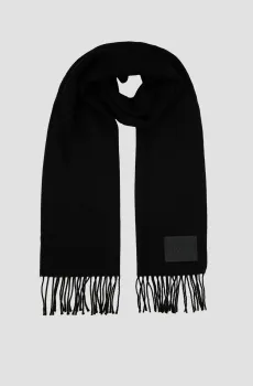 Женский черный шерстяной шарф Черный ONESIZE HUGO 50517683;001