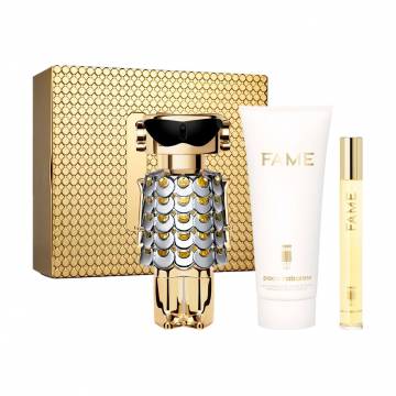 Парфюмированный набор женский Rabanne Fame (парфюмированная вода, 80 мл + парфюмированная вода, 4 мл + лосьон для тела, 100 мл) Парфюмированный набор женский Rabanne Fame (парфюмированная вода, 80 мл + парфюмированная вода, 4 мл + лосьон для тела, 100 мл)
