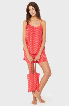 Женская красная пижама с узором (топ, шорты) DEARIA Красный M Etam 6545816