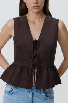 Reserved - Жилет із додаванням ліоцелу - темно коричневий - 454HV-89X