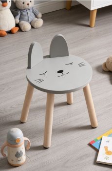 Дитячий стілець з мотивом кота - темно-сірий