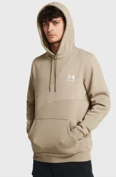Мужское бежевое худи UA Essential Flc Blocked HD Бежевый S Under Armour 1383070-299