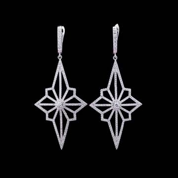 Серебряные серьги "Звезды" (фианиты) 121837 Серебряные серьги "Звезды" (фианиты) 121837